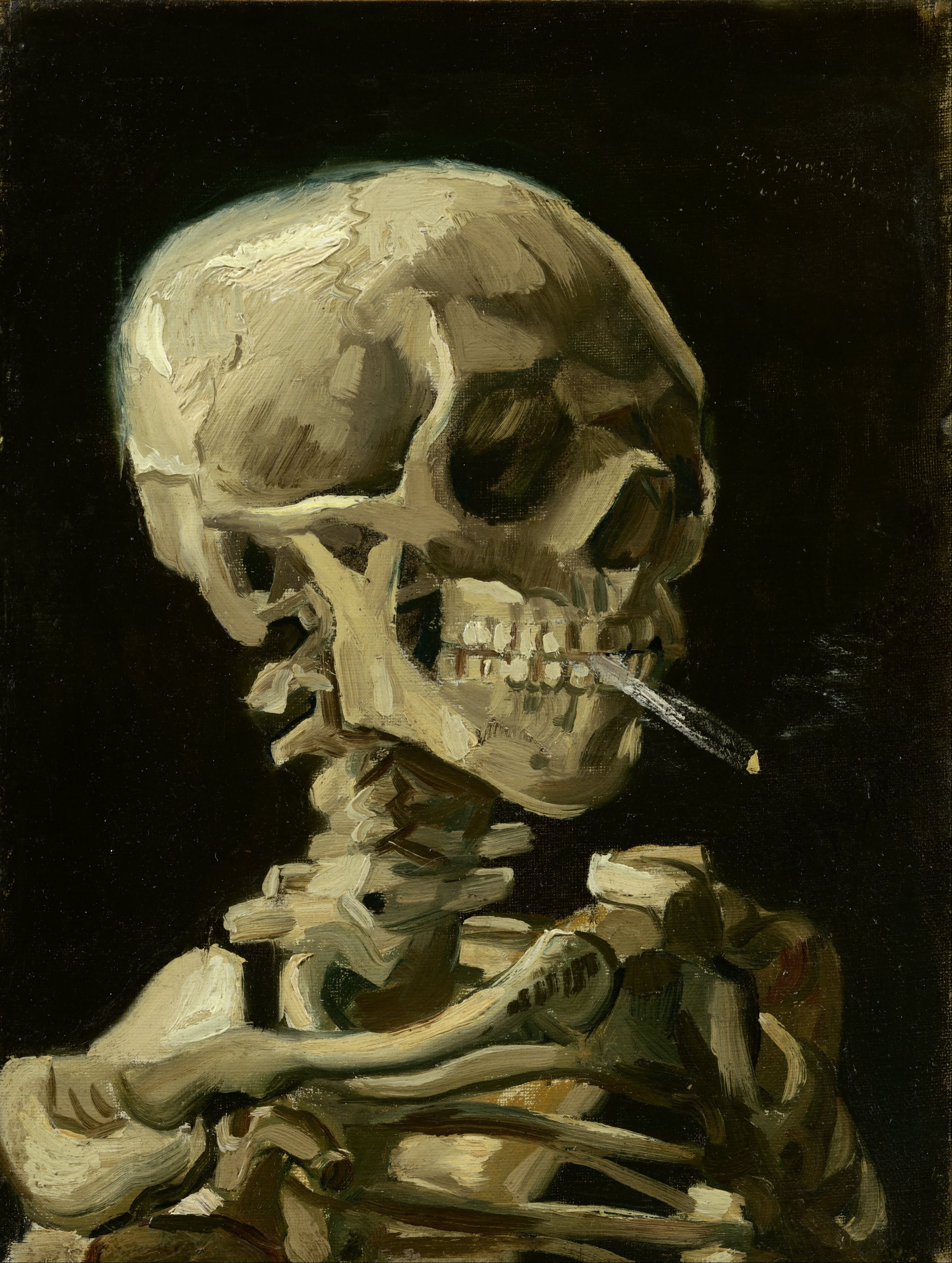 Skull of a Skeleton with Burning Cigarette av Vincent Van Gogh